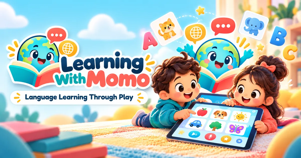 Child playing a picture game with Momo on a tablet